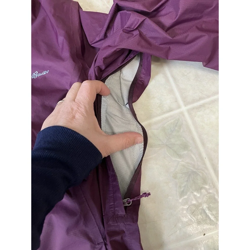 Eddie Bauer size S Weather Edge‎ Rain Coat Hooded Full Zip Jacket Burgundy